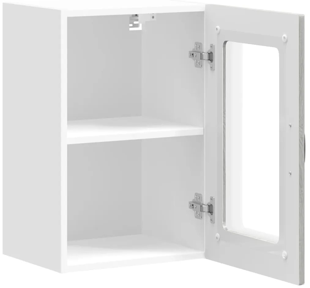 Armário de parede de cozinha porta vidro Kalmar cinza sonoma