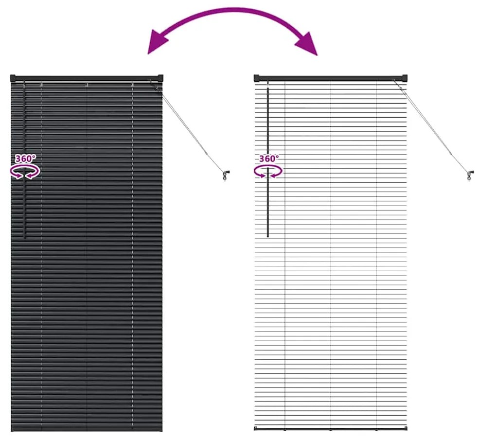 Persiana de Janela com cortinas Outros Manual Preto 80 x 175 cm Alumín