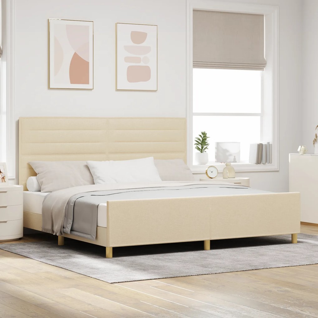 Cama de tecido creme vidaXL 200x200 cm