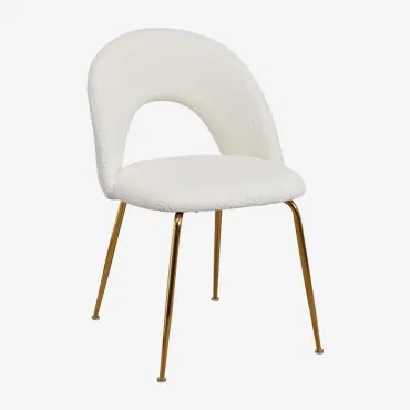 Cadeira De Jantar Em Borreguito Glorys Branco & Dourado - Sklum