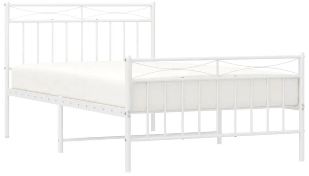 Estrutura de cama com cabeceira e pés 100x200 cm metal branco
