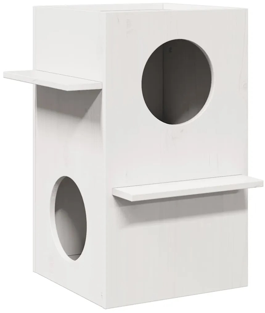 vidaXL Casa do gato 43x43x60 cm madeira de pinho maciça branco