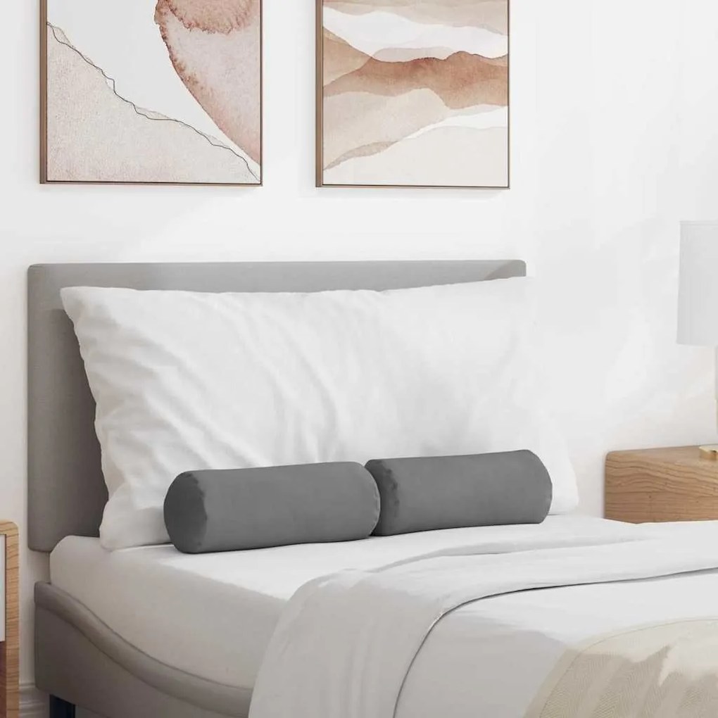 vidaXL Almofadas de Apoio 2 pcs Cinza Escuro Ø 15 x 40 cm