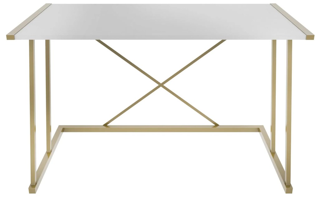 Secretária de Estudo Adelaide - Dourado e Branco - 114x60x75 cm