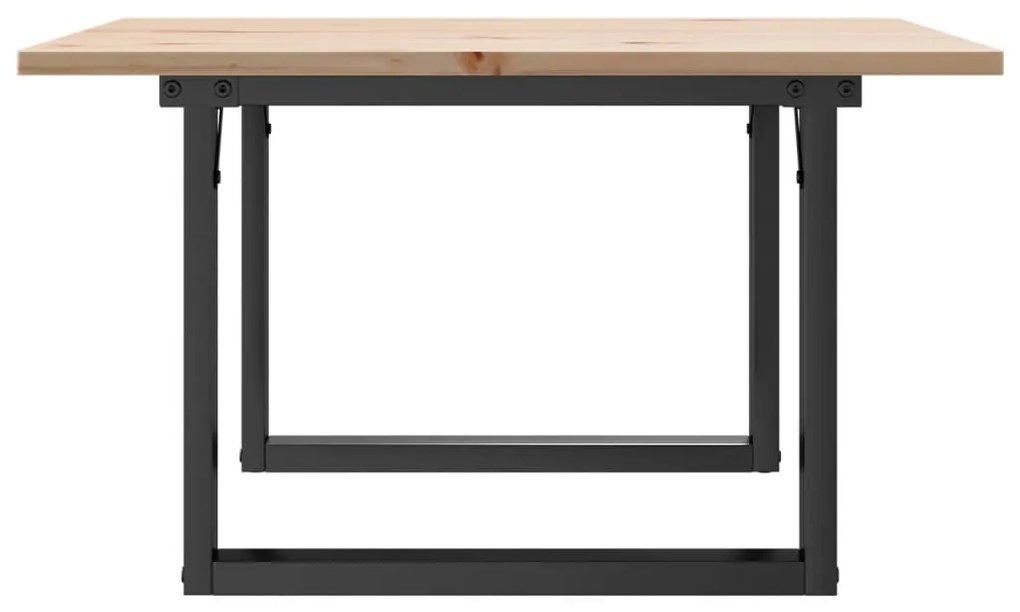 Mesa de centro estrutura em O 60x60x40 cm pinho e aço