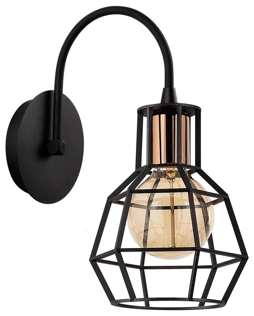 Aplique de Parede Kapadokya – Preto e Bronze – Diâmetro 17 cm, Altura