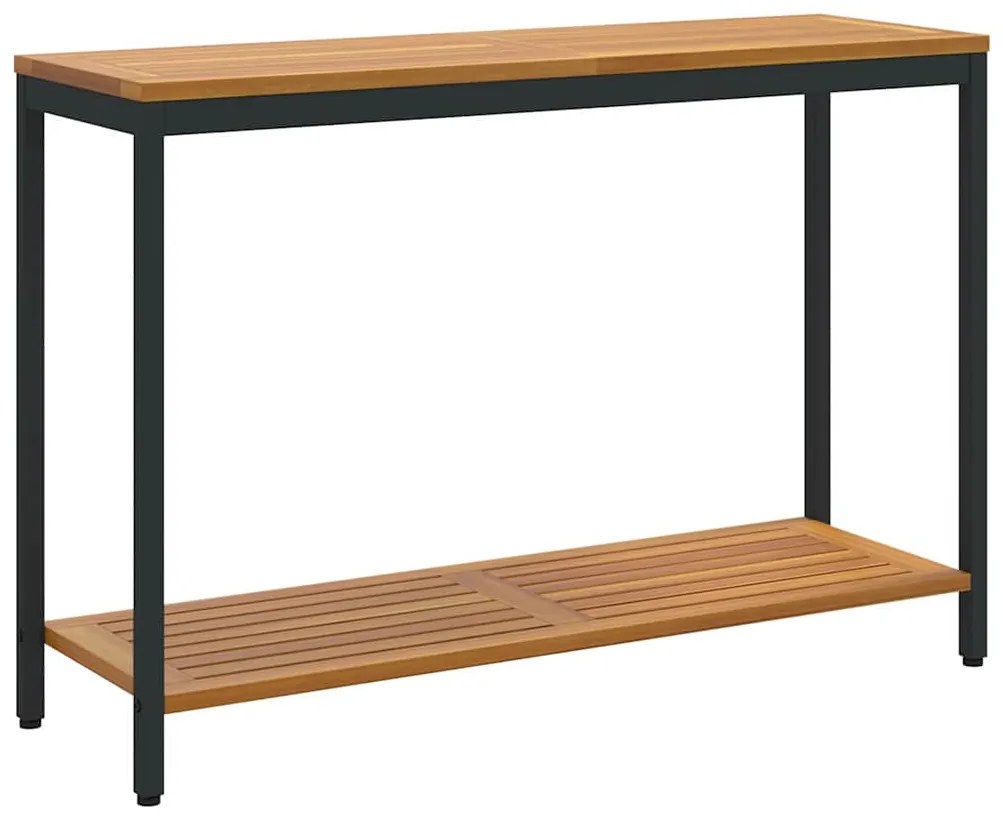 Mesa Externa Natural e Preta 35x110x75 cm em Madeira Maciça e Aço