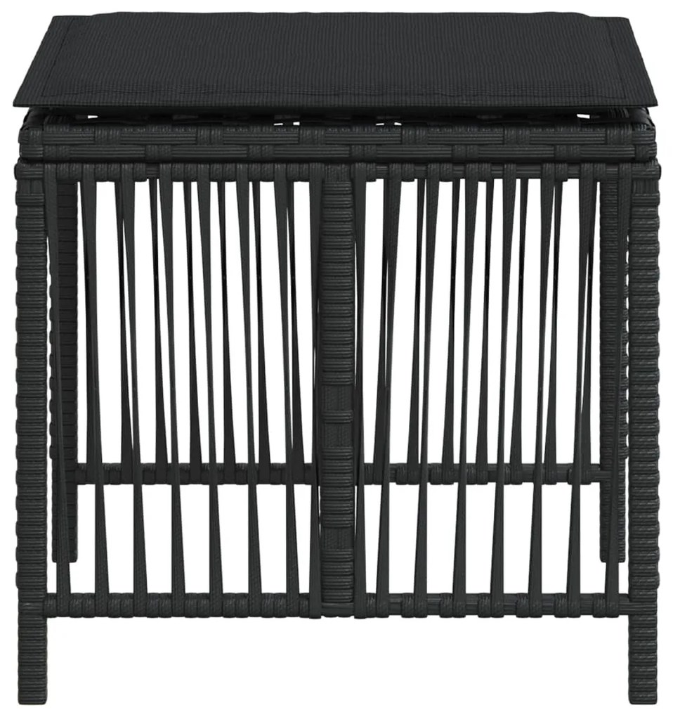 Bancos de jardim com almofadões 4 pcs 41x41x36 cm vime PE preto