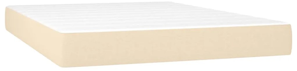 Cama box spring c/ colchão e LED 140x200 cm tecido cor creme