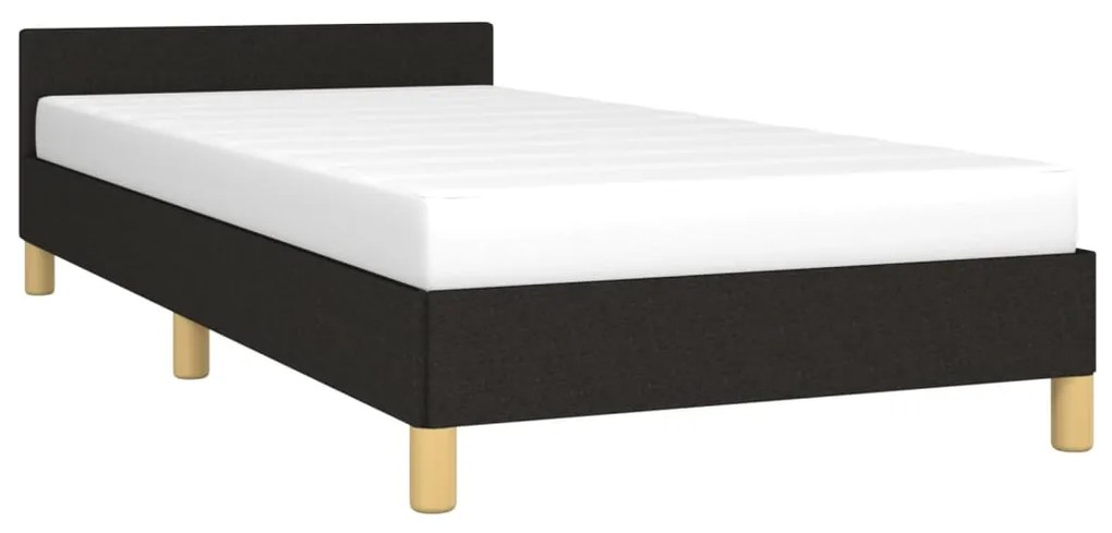 Estrutura de cama c/ cabeceira tecido 90x190 cm preto