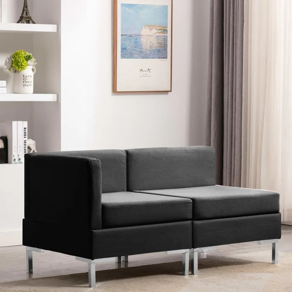 vidaXL 2 pcs conjunto de sofás tecido preto