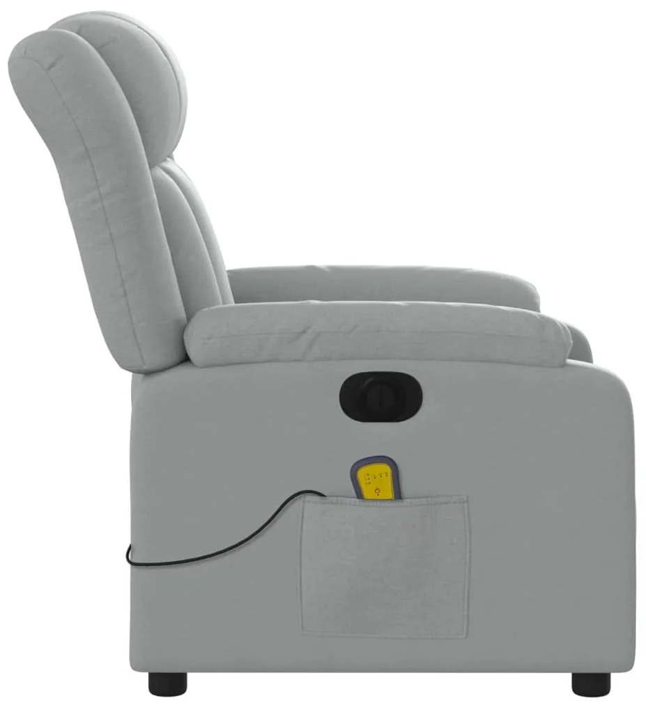 Poltrona de massagens reclinável elétrica tecido cinzento-claro