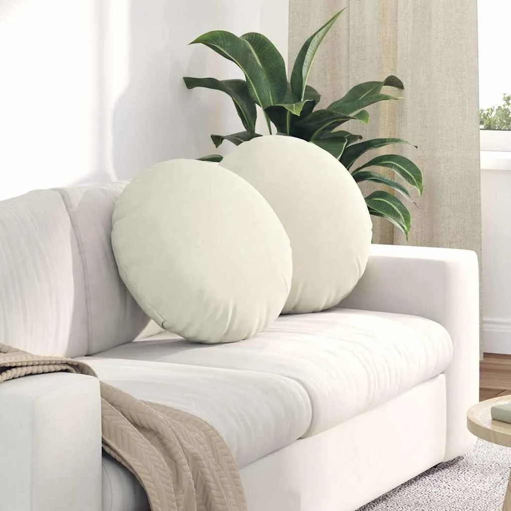 vidaXL Almofadas de Assento 2 pcs Creme Ø 40 x 13 cm Veludo