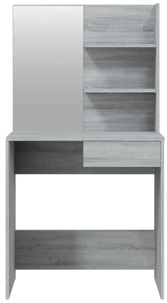 Toucador com espelho 74,5x40x141 cm cor sonoma cinzento