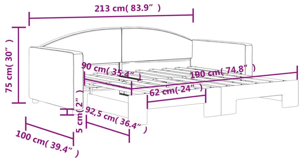 Sofá-cama com gavetão 90x190 cm tecido cinzento-escuro