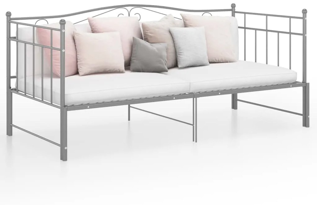 324784 vidaXL Estrutura sofá-cama de puxar 90x200 cm metal cinzento
