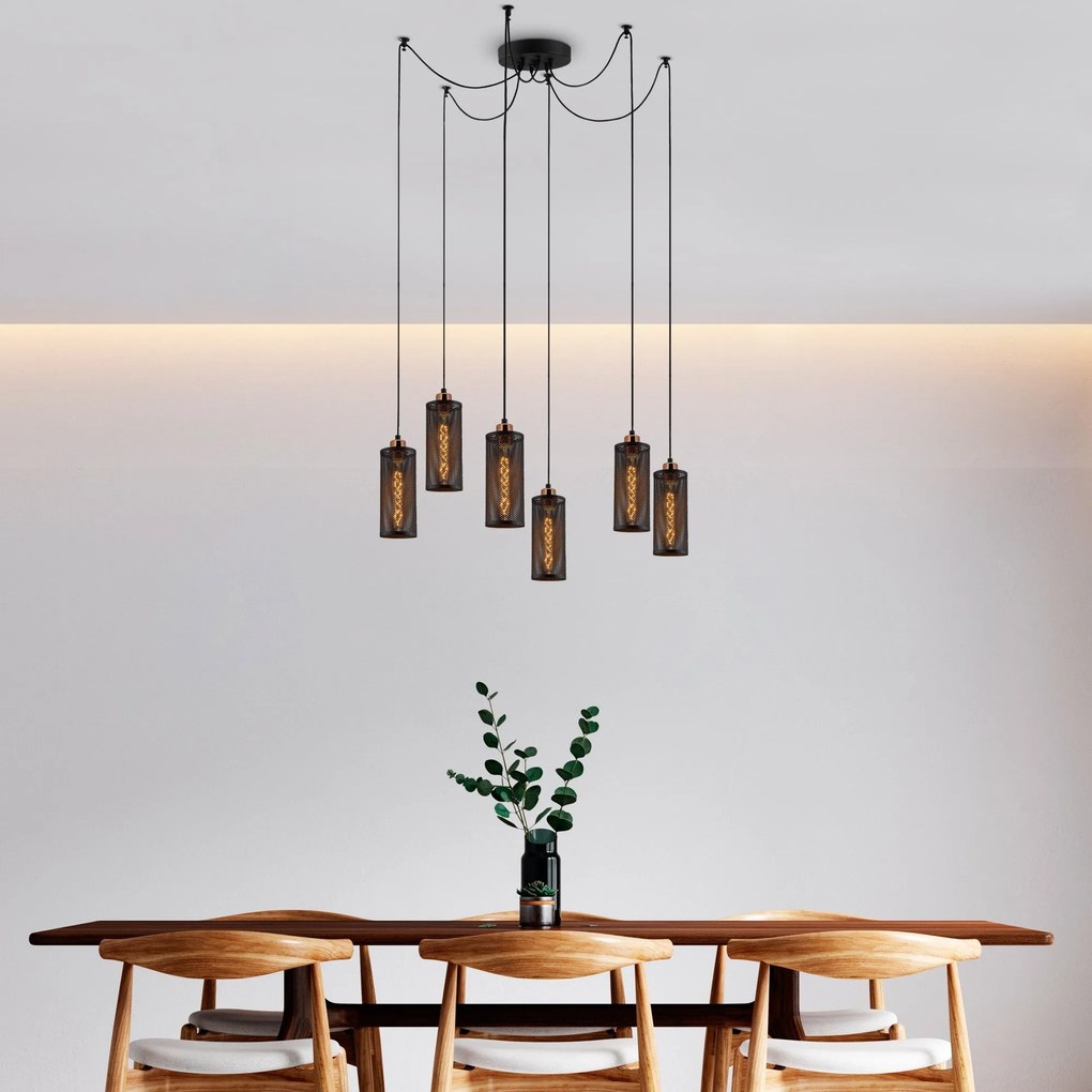Candeeiro de Teto Amasra – Preto e Bronze – 130 x 10 cm