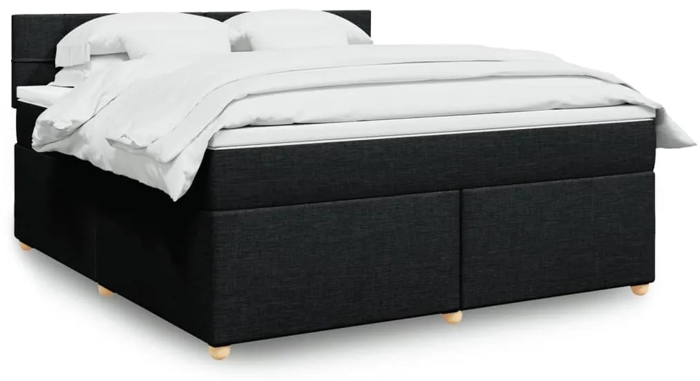 vidaXL Cama com molas/colchão 180x200 cm tecido preto