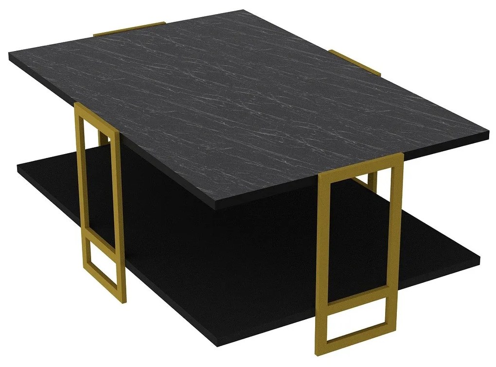 Mesa de Centro Polka – Dourada e Preta – 91,5 x 36,6 x 61,5 cm