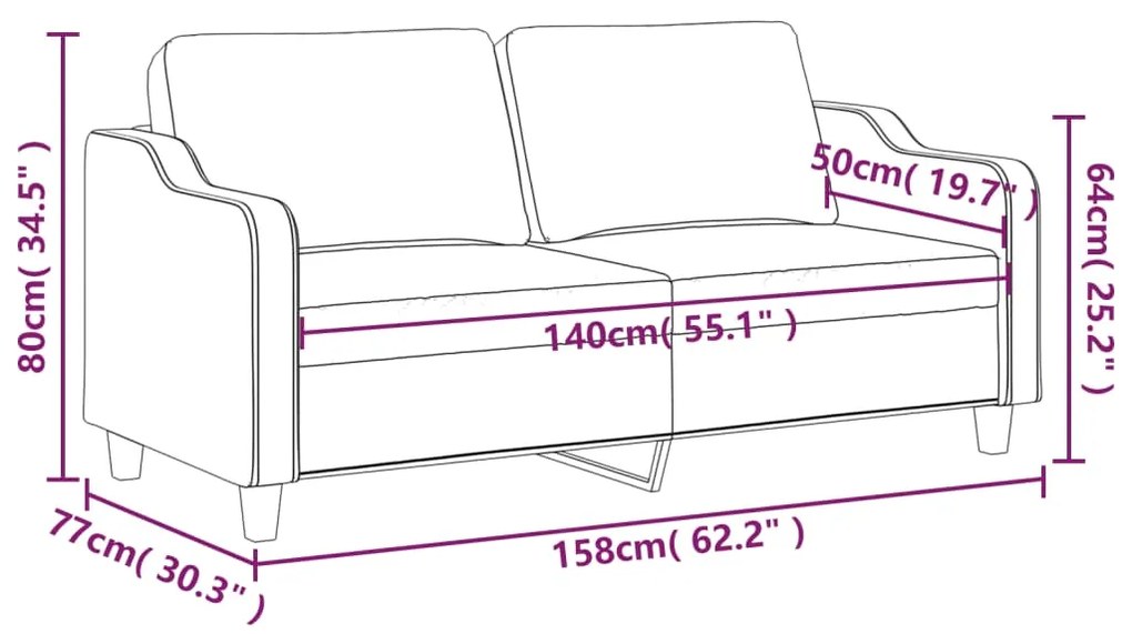 Sofá de 2 lugares tecido 140 cm cor creme