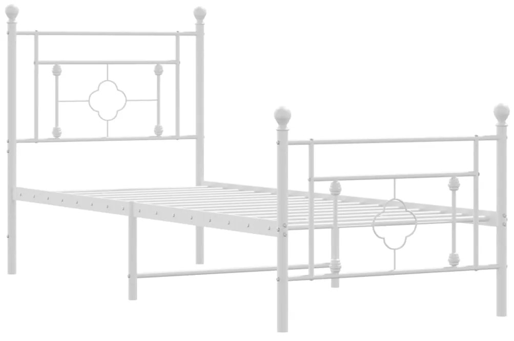 Estrutura de cama com cabeceira e pés 75x190 cm metal branco