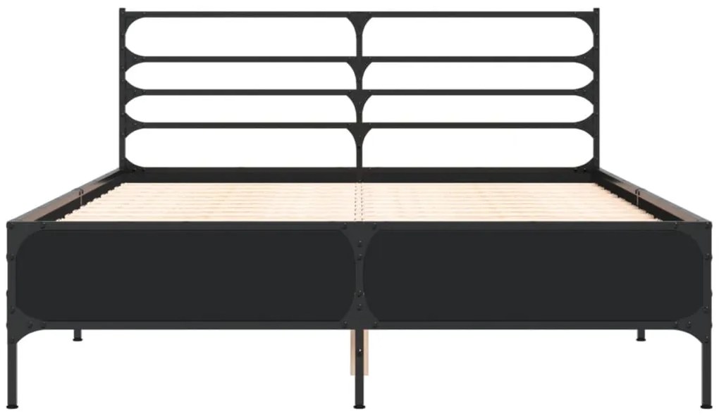 Estrutura de cama 140x190 cm derivados de madeira/metal preto