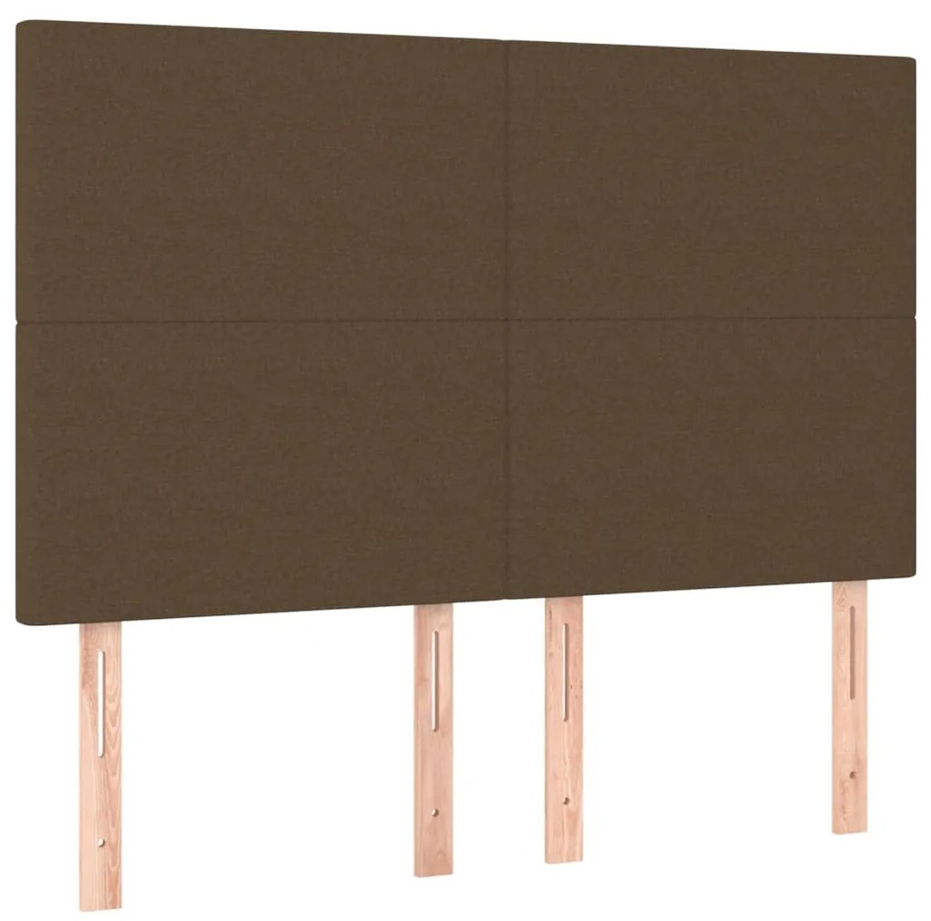 Cama box spring c/ colchão/LED 140x190cm tecido castanho-escuro