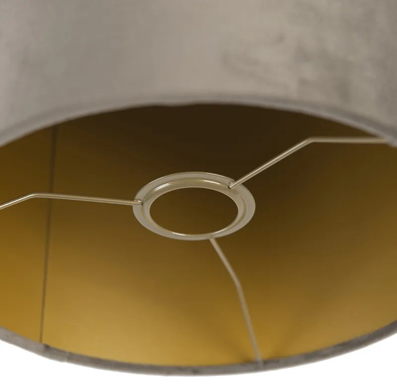 Abajur de veludo Taupe 25/25/25 com interior dourado