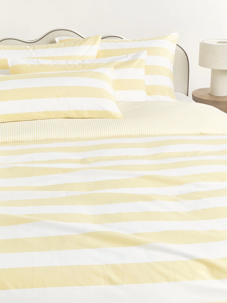 Capa de edredão reversível em algodão às riscas Lorena