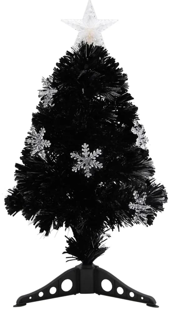 Árvore de Natal com flocos de neve LED 64 cm fibra ótica preto