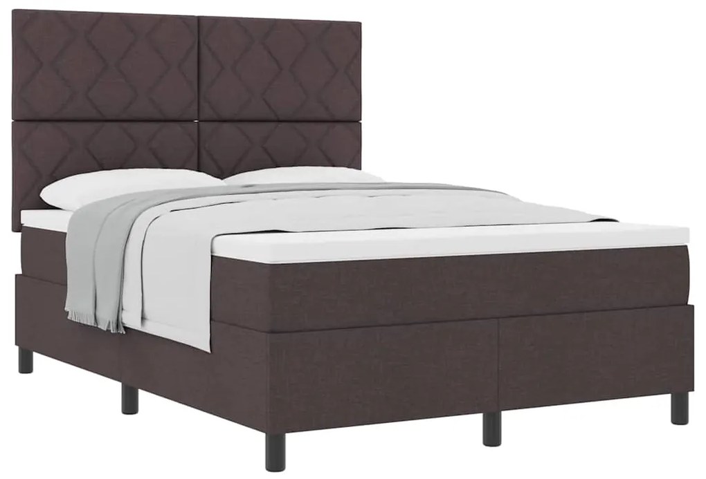Cama Box Spring com Colchão Castanho 140x190 cm Tecido