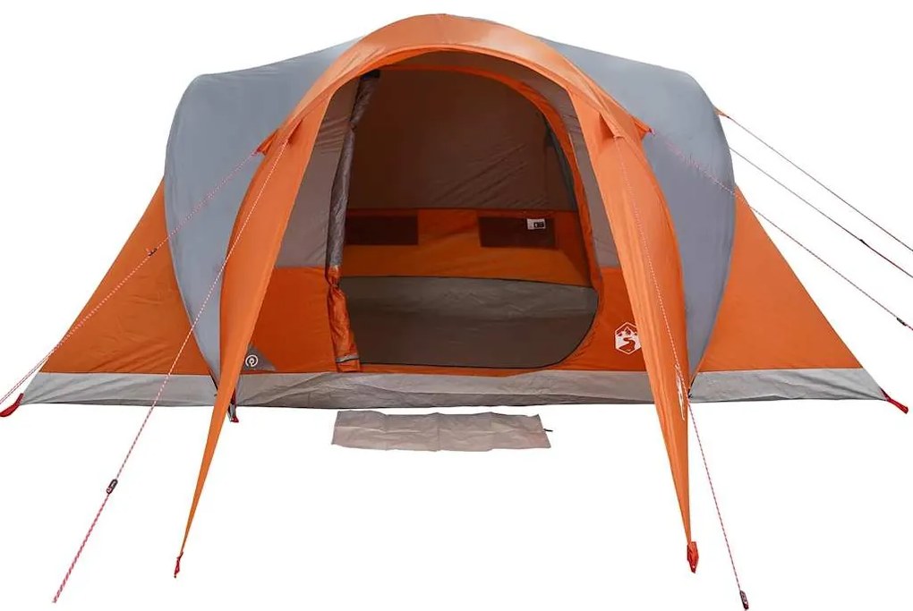 Tenda familiar cúpula para 6 pessoas impermeável cinza/laranja