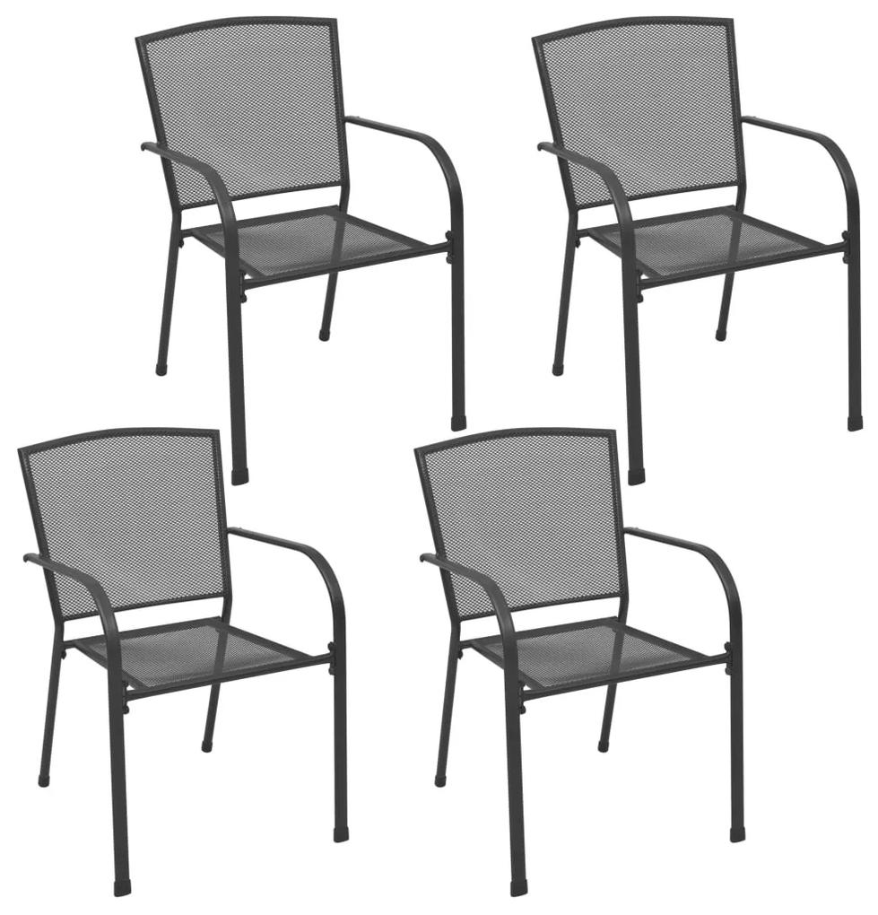 Cadeiras de jardim design rede 4 pcs aço antracite