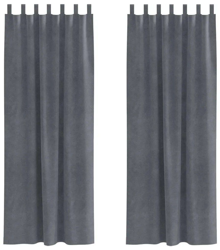 Cortinas Blackout vidaXL com Laços de Pendurar 2 pcs Veludo Cinza Clar