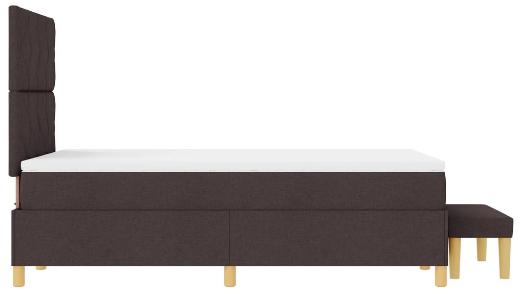 Cama Box Spring com Colchão e Banco Marrom Escuro 120x200 cm Tecido