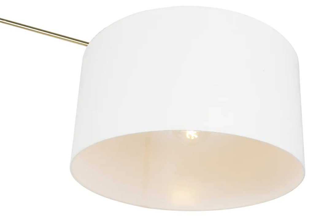 Candeeiro de pé moderno dourado com cúpula branca 50 cm ajustável - Editor