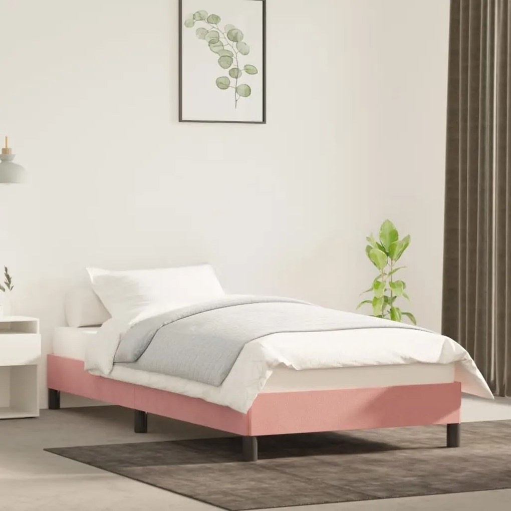 Estrutura de cama 80x200 cm veludo rosa