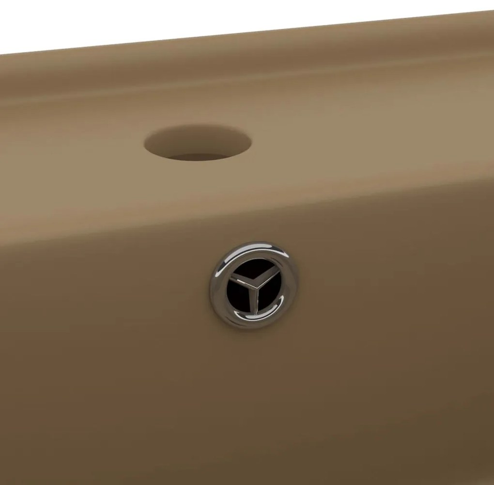Lavatório luxuoso quadrado 41x41 cm cerâmica creme mate