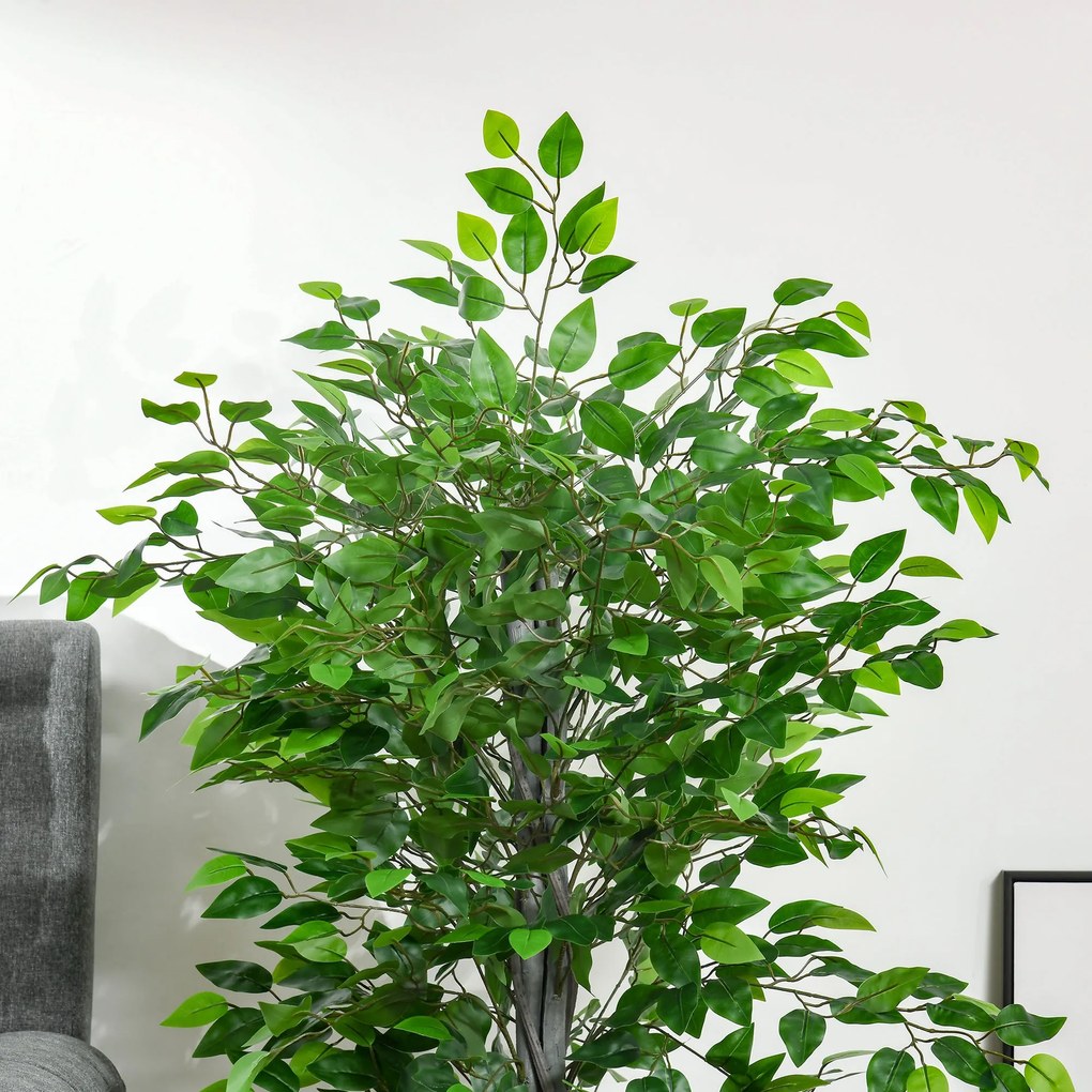 HOMCOM Planta Artificial Ficus 135 cm com Vaso 756 Folhas Planta Artif