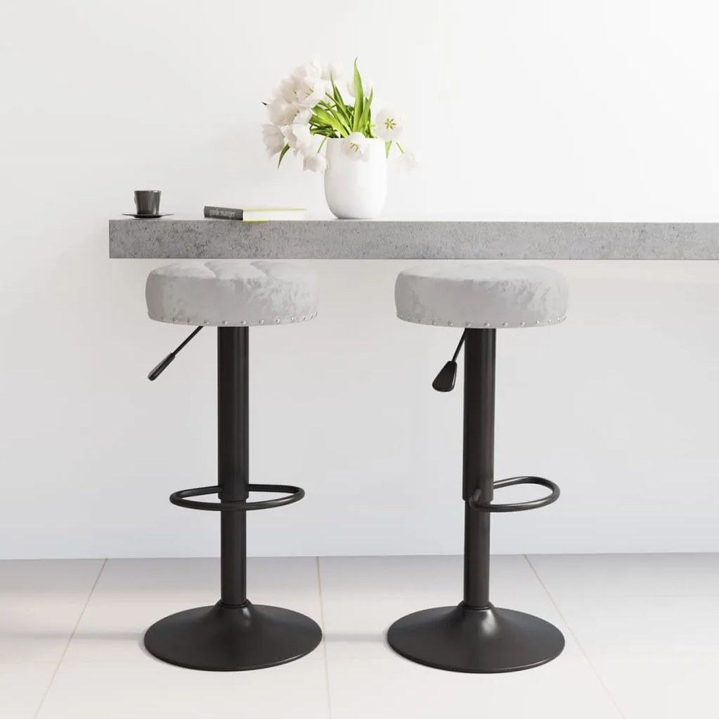 332995 vidaXL Cadeiras de bar 2 pcs veludo cinzento