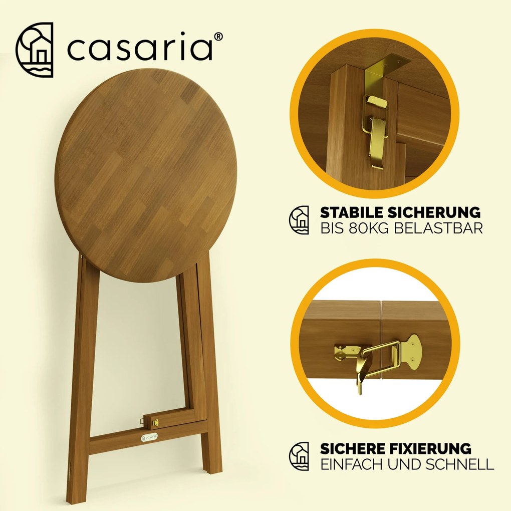 Mesa de bar Jardim em madeira de acácia Ø80cm, 110 cm altura dobrável Castanha
