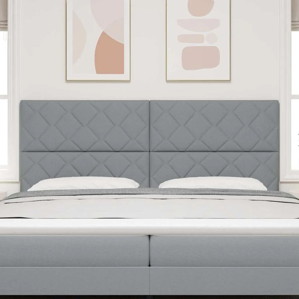 Cabeceira Design de Blocos de Diamante Cinza Claro 200 cm Tecido