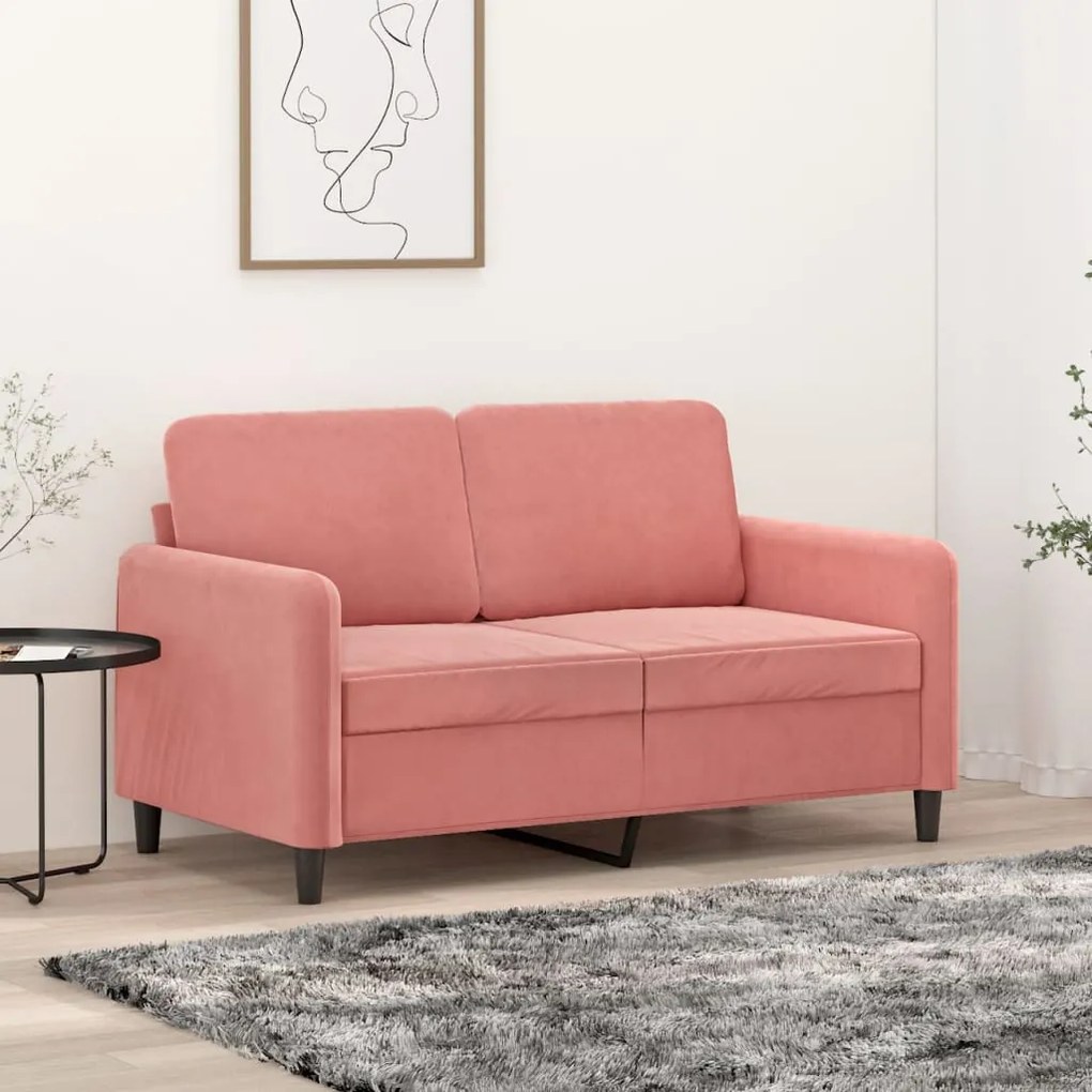 vidaXL Sofá de 2 lugares veludo 120 cm rosa