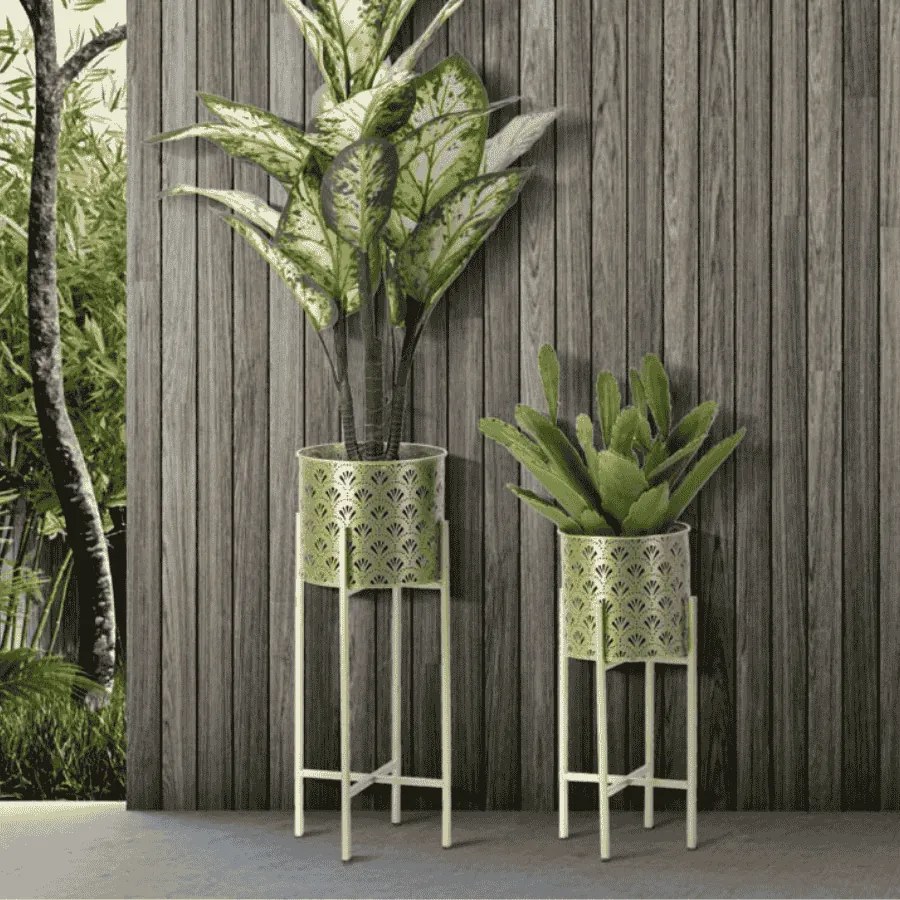 CONJUNTO DE 2 SUPORTES PARA VASOS GOLVY DOURADO Ø 21X52-19X42 CM (PLANTAS NÃO INCLUIDAS)