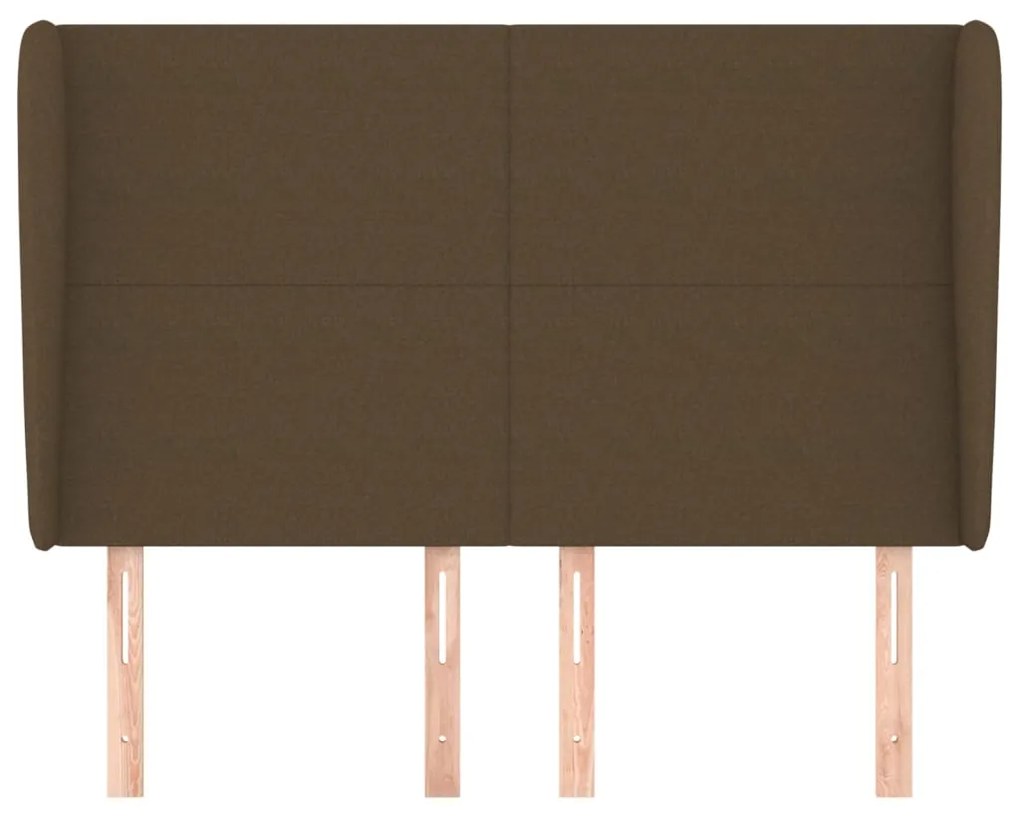 Cabeceira cama c/ abas tecido 147x23x118/128 cm castanho-escuro
