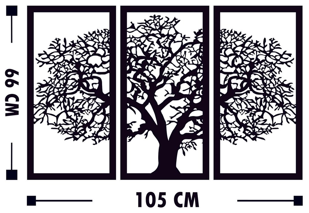 Acessório Decorativo de Parede Ağaç 5 – Preto – 66 x 105 cm