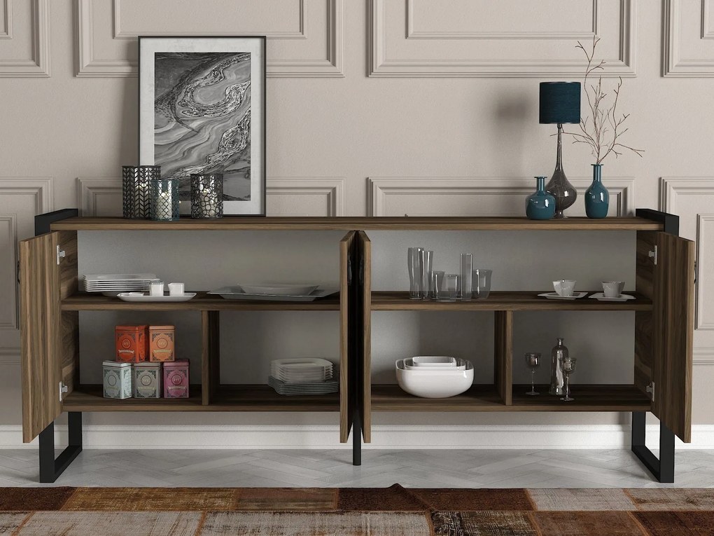 Aparador Lost – Nogueira (180 x 77,6 x 44,5 cm) | Estilo Moderno com F