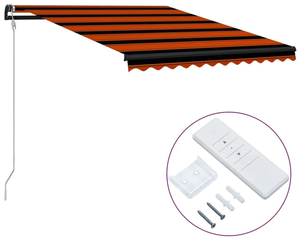 vidaXL Toldo retrátil automático 350x250 cm laranja e castanho