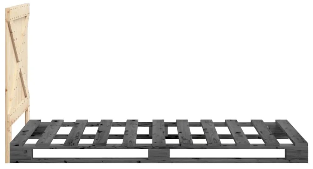 Estrutura de cama com cabeceira 100x200cm pinho maciço cinza