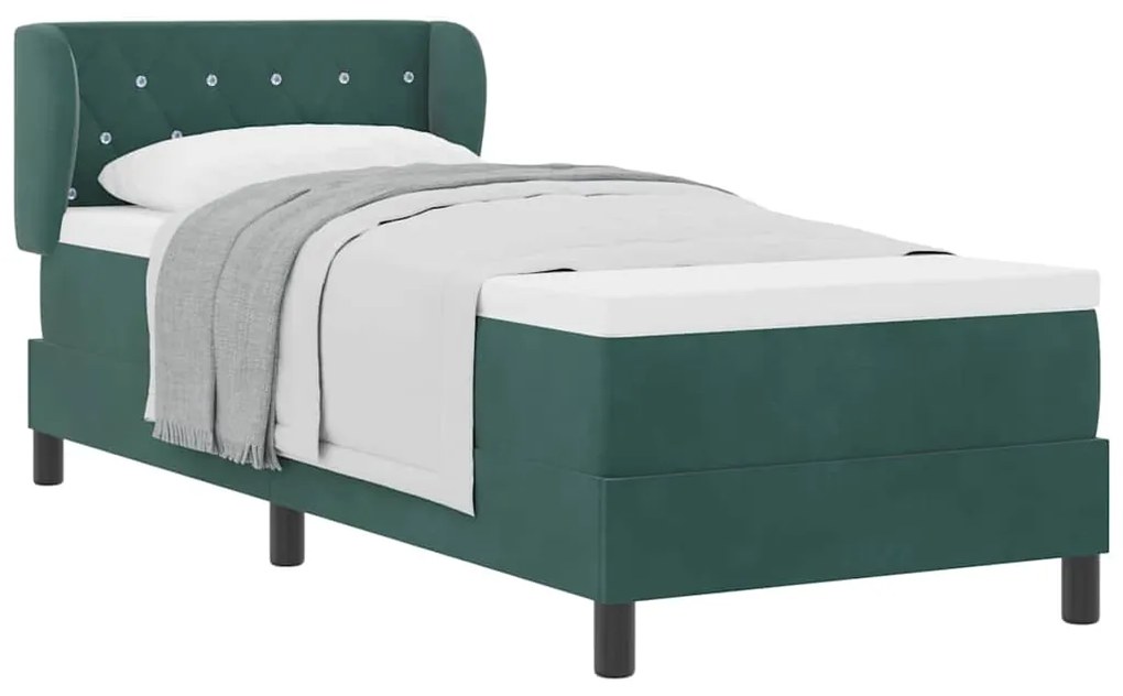 Cama Box Spring vidaXL com Colchão Verde Escuro 80x200 cm em Veludo